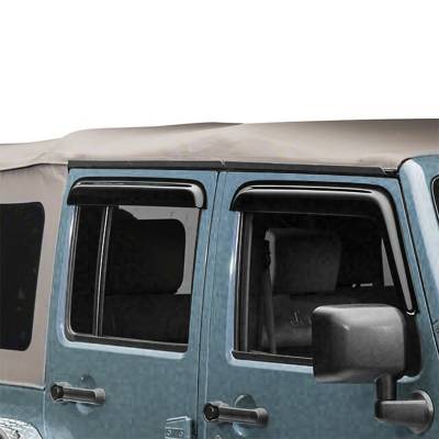Black Horse Off Road - Black Horse Off Road [BHOR] |Tape On Rain Guard/Wind Deflectors|2007-2018 Jeep Wrangler JK |Smoke,4Pcs|#14-94249 - Image 3