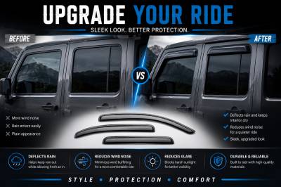 Black Horse Off Road - Black Horse Off Road [BHOR] |Tape On Rain Guard/Wind Deflectors|2007-2018 Jeep Wrangler JK |Smoke,4Pcs|#14-94249 - Image 8