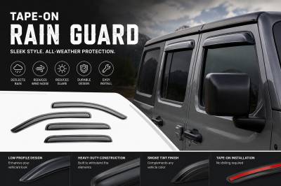 Black Horse Off Road - Black Horse Off Road [BHOR] |Tape On Rain Guard/Wind Deflectors|2007-2018 Jeep Wrangler JK |Smoke,4Pcs|#14-94249 - Image 10