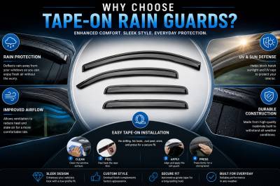 Black Horse Off Road - Black Horse Off Road [BHOR] |Tape On Rain Guard/Wind Deflectors|2008-2020 Toyota Sequoia |Smoke,4Pcs|#14-94309 - Image 3