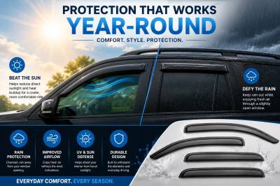 Black Horse Off Road - Black Horse Off Road [BHOR] |Tape On Rain Guard/Wind Deflectors|2008-2020 Toyota Sequoia |Smoke,4Pcs|#14-94309 - Image 4