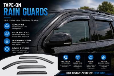 Black Horse Off Road - Black Horse Off Road [BHOR] |Tape On Rain Guard/Wind Deflectors|2008-2020 Toyota Sequoia |Smoke,4Pcs|#14-94309 - Image 8