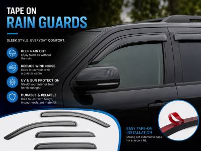 Black Horse Off Road - Black Horse Off Road [BHOR] |Tape On Rain Guard/Wind Deflectors|2008-2020 Toyota Sequoia |Smoke,4Pcs|#14-94309 - Image 10
