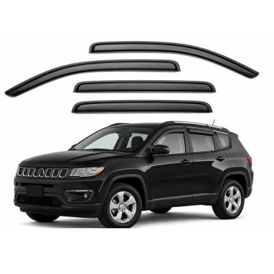 Black Horse Off Road [BHOR] |Tape On Rain Guard/Wind Deflectors|2011-2017 Jeep Compass |Smoke,4Pcs|#14-94330