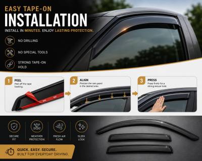 Black Horse Off Road - Black Horse Off Road [BHOR] |Tape On Rain Guard/Wind Deflectors|2011-2017 Jeep Compass |Smoke,4Pcs|#14-94330 - Image 3