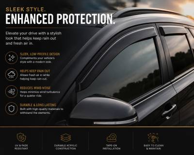 Black Horse Off Road - Black Horse Off Road [BHOR] |Tape On Rain Guard/Wind Deflectors|2011-2017 Jeep Compass |Smoke,4Pcs|#14-94330 - Image 7