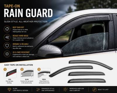 Black Horse Off Road - Black Horse Off Road [BHOR] |Tape On Rain Guard/Wind Deflectors|2011-2017 Jeep Compass |Smoke,4Pcs|#14-94330 - Image 8