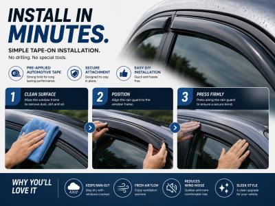 Black Horse Off Road - Black Horse Off Road [BHOR] |Tape On Rain Guard/Wind Deflectors|2015-2019 Subaru Outback |Smoke,4Pcs|#14-94376 - Image 6