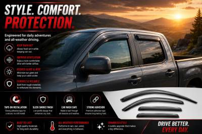 Black Horse Off Road - Black Horse Off Road [BHOR] |Tape On Rain Guard/Wind Deflectors|2005-2021 Nissan Frontier Crew Cab|Smoke,4Pcs|#14-94407 - Image 4