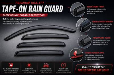 Black Horse Off Road - Black Horse Off Road [BHOR] |Tape On Rain Guard/Wind Deflectors|2005-2021 Nissan Frontier Crew Cab|Smoke,4Pcs|#14-94407 - Image 6