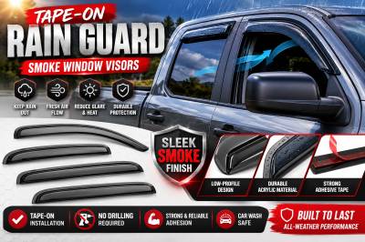 Black Horse Off Road - Black Horse Off Road [BHOR] |Tape On Rain Guard/Wind Deflectors|2005-2021 Nissan Frontier Crew Cab|Smoke,4Pcs|#14-94407 - Image 8