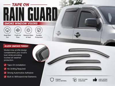 Black Horse Off Road - Black Horse Off Road [BHOR] |Tape On Rain Guard/Wind Deflectors|2005-2021 Nissan Frontier Crew Cab|Smoke,4Pcs|#14-94407 - Image 10