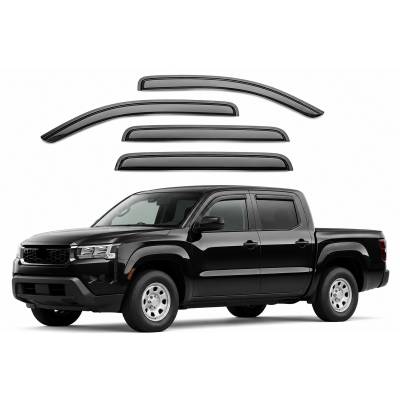 Black Horse Off Road [BHOR] |Tape On Rain Guard/Wind Deflectors|2022-2024 Nissan Frontier Crew Cab|Smoke,4Pcs|#14-94409