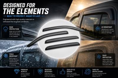 Black Horse Off Road - Black Horse Off Road [BHOR] |Tape On Rain Guard/Wind Deflectors|2022-2024 Nissan Frontier Crew Cab|Smoke,4Pcs|#14-94409 - Image 4