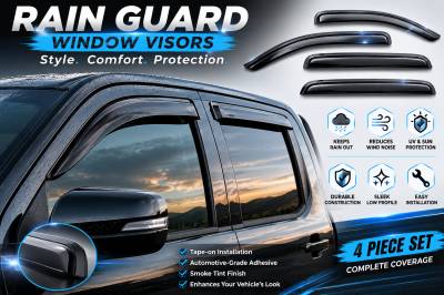 Black Horse Off Road - Black Horse Off Road [BHOR] |Tape On Rain Guard/Wind Deflectors|2022-2024 Nissan Frontier Crew Cab|Smoke,4Pcs|#14-94409 - Image 6