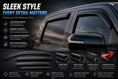 Black Horse Off Road - Black Horse Off Road [BHOR] |Tape On Rain Guard/Wind Deflectors|2022-2024 Nissan Frontier Crew Cab|Smoke,4Pcs|#14-94409 - Image 8