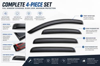 Black Horse Off Road - Black Horse Off Road [BHOR] |Tape On Rain Guard/Wind Deflectors|2022-2024 Nissan Frontier Crew Cab|Smoke,4Pcs|#14-94409 - Image 10
