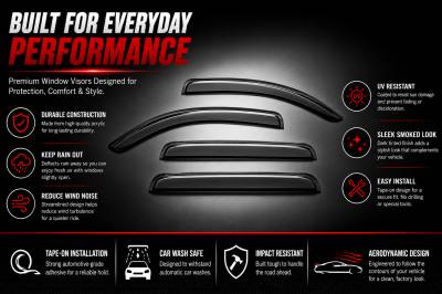 Black Horse Off Road - Black Horse Off Road [BHOR] |Tape On Rain Guard/Wind Deflectors|2006-2009 Hummer H3 |Smoke,4Pcs|#14-94501 - Image 3