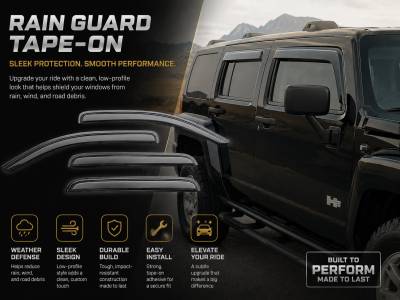 Black Horse Off Road - Black Horse Off Road [BHOR] |Tape On Rain Guard/Wind Deflectors|2006-2009 Hummer H3 |Smoke,4Pcs|#14-94501 - Image 4