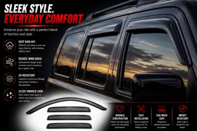 Black Horse Off Road - Black Horse Off Road [BHOR] |Tape On Rain Guard/Wind Deflectors|2006-2009 Hummer H3 |Smoke,4Pcs|#14-94501 - Image 5