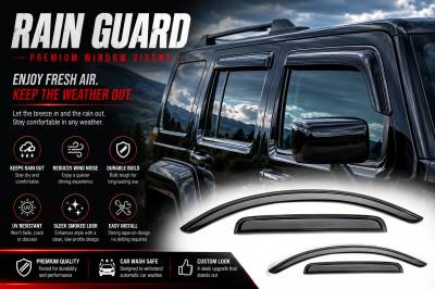 Black Horse Off Road - Black Horse Off Road [BHOR] |Tape On Rain Guard/Wind Deflectors|2006-2009 Hummer H3 |Smoke,4Pcs|#14-94501 - Image 6