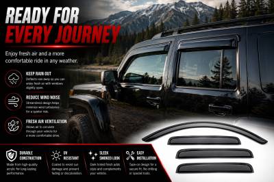 Black Horse Off Road - Black Horse Off Road [BHOR] |Tape On Rain Guard/Wind Deflectors|2006-2009 Hummer H3 |Smoke,4Pcs|#14-94501 - Image 8