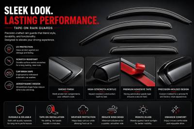 Black Horse Off Road - Black Horse Off Road [BHOR] |Tape On Rain Guard/Wind Deflectors|2015-2020 Cadillac Escalade /2015-2020 GMC Yukon /2015-2023 Chevrolet Tahoe |Smoke,4Pcs|#14-94531 - Image 3
