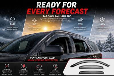 Black Horse Off Road - Black Horse Off Road [BHOR] |Tape On Rain Guard/Wind Deflectors|2015-2020 Cadillac Escalade /2015-2020 GMC Yukon /2015-2023 Chevrolet Tahoe |Smoke,4Pcs|#14-94531 - Image 5