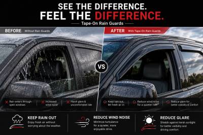 Black Horse Off Road - Black Horse Off Road [BHOR] |Tape On Rain Guard/Wind Deflectors|2015-2020 Cadillac Escalade /2015-2020 GMC Yukon /2015-2023 Chevrolet Tahoe |Smoke,4Pcs|#14-94531 - Image 7