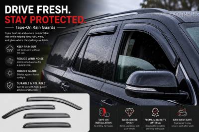Black Horse Off Road - Black Horse Off Road [BHOR] |Tape On Rain Guard/Wind Deflectors|2015-2020 Cadillac Escalade /2015-2020 GMC Yukon /2015-2023 Chevrolet Tahoe |Smoke,4Pcs|#14-94531 - Image 8