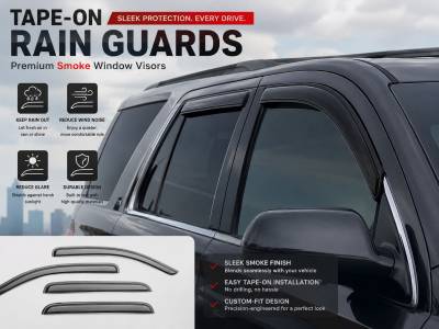 Black Horse Off Road - Black Horse Off Road [BHOR] |Tape On Rain Guard/Wind Deflectors|2015-2020 Cadillac Escalade /2015-2020 GMC Yukon /2015-2023 Chevrolet Tahoe |Smoke,4Pcs|#14-94531 - Image 9