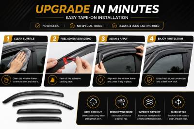 Black Horse Off Road - Black Horse Off Road [BHOR] |Tape On Rain Guard/Wind Deflectors|2007-2016 GMC Acadia /2007-2010 Saturn Outlook /2017-2020 GMC Acadia |Smoke,4Pcs|#14-94632 - Image 3