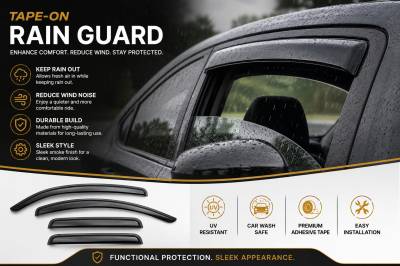 Black Horse Off Road - Black Horse Off Road [BHOR] |Tape On Rain Guard/Wind Deflectors|2007-2016 GMC Acadia /2007-2010 Saturn Outlook /2017-2020 GMC Acadia |Smoke,4Pcs|#14-94632 - Image 5