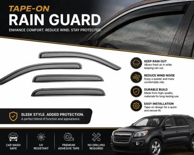 Black Horse Off Road - Black Horse Off Road [BHOR] |Tape On Rain Guard/Wind Deflectors|2007-2016 GMC Acadia /2007-2010 Saturn Outlook /2017-2020 GMC Acadia |Smoke,4Pcs|#14-94632 - Image 6