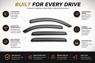 Black Horse Off Road - Black Horse Off Road [BHOR] |Tape On Rain Guard/Wind Deflectors|2007-2016 GMC Acadia /2007-2010 Saturn Outlook /2017-2020 GMC Acadia |Smoke,4Pcs|#14-94632 - Image 7