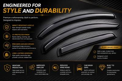 Black Horse Off Road - Black Horse Off Road [BHOR] |Tape On Rain Guard/Wind Deflectors|2007-2016 GMC Acadia /2007-2010 Saturn Outlook /2017-2020 GMC Acadia |Smoke,4Pcs|#14-94632 - Image 9