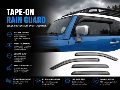 Black Horse Off Road - Black Horse Off Road [BHOR] |Tape On Rain Guard/Wind Deflectors|2007-2014 Toyota FJ Cruiser |Smoke,4Pcs|#14-94735 - Image 2