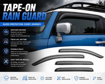 Black Horse Off Road - Black Horse Off Road [BHOR] |Tape On Rain Guard/Wind Deflectors|2007-2014 Toyota FJ Cruiser |Smoke,4Pcs|#14-94735 - Image 3