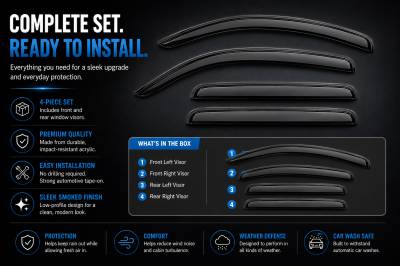 Black Horse Off Road - Black Horse Off Road [BHOR] |Tape On Rain Guard/Wind Deflectors|2016-2022 Honda Pilot |Smoke,4Pcs|#14-94746 - Image 2