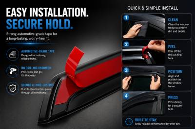 Black Horse Off Road - Black Horse Off Road [BHOR] |Tape On Rain Guard/Wind Deflectors|2016-2022 Honda Pilot |Smoke,4Pcs|#14-94746 - Image 5