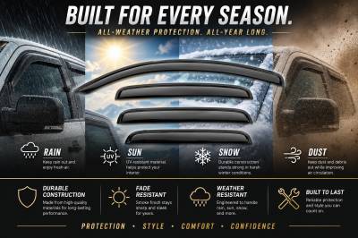 Black Horse Off Road - Black Horse Off Road [BHOR] |Tape On Rain Guard/Wind Deflectors|09-10 Dodge Ram 1500-2500-3500 Crew Cab and 2500-3500 Mega Cab/11-18 Ram 1500 Crew Cab/19-23 Ram 1500 Classic Crew Cab/2011-2023 Ram 2500-3500 Crew Cab|Smoke,4Pcs|#14-94845 - Image 2