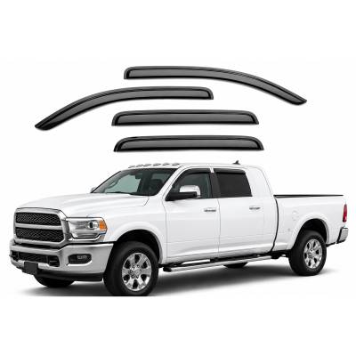 Black Horse Off Road [BHOR] |Tape On Rain Guard/Wind Deflectors|09-10 Dodge Ram 1500-2500-3500 Crew Cab and 2500-3500 Mega Cab/11-18 Ram 1500 Crew Cab/19-23 Ram 1500 Classic Crew Cab/2011-2023 Ram 2500-3500 Crew Cab|Smoke,4Pcs|#14-94845