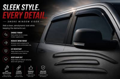 Black Horse Off Road - Black Horse Off Road [BHOR] |Tape On Rain Guard/Wind Deflectors|09-10 Dodge Ram 1500-2500-3500 Crew Cab and 2500-3500 Mega Cab/11-18 Ram 1500 Crew Cab/19-23 Ram 1500 Classic Crew Cab/2011-2023 Ram 2500-3500 Crew Cab|Smoke,4Pcs|#14-94845 - Image 5