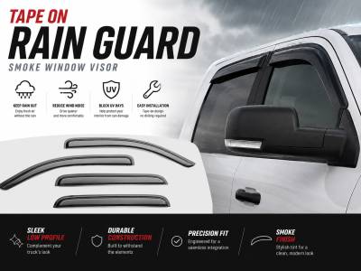Black Horse Off Road - Black Horse Off Road [BHOR] |Tape On Rain Guard/Wind Deflectors|09-10 Dodge Ram 1500-2500-3500 Crew Cab and 2500-3500 Mega Cab/11-18 Ram 1500 Crew Cab/19-23 Ram 1500 Classic Crew Cab/2011-2023 Ram 2500-3500 Crew Cab|Smoke,4Pcs|#14-94845 - Image 7