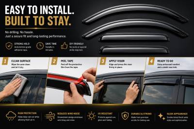 Black Horse Off Road - Black Horse Off Road [BHOR] |Tape On Rain Guard/Wind Deflectors|2014-2023 Jeep Cherokee |Smoke,4Pcs|#14-94981 - Image 6