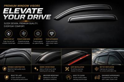 Black Horse Off Road - Black Horse Off Road [BHOR] |Tape On Rain Guard/Wind Deflectors|2014-2023 Jeep Cherokee |Smoke,4Pcs|#14-94981 - Image 7