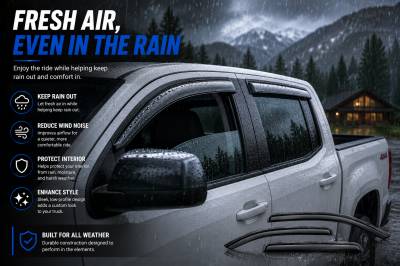 Black Horse Off Road - Black Horse Off Road [BHOR] |Tape On Rain Guard/Wind Deflectors|2015-2022 GMC Canyon Crew Cab/2015-2022 Chevrolet Colorado Crew Cab|Smoke,4Pcs|#14-CHCOCC - Image 3