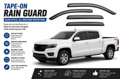 Black Horse Off Road - Black Horse Off Road [BHOR] |Tape On Rain Guard/Wind Deflectors|2015-2022 GMC Canyon Crew Cab/2015-2022 Chevrolet Colorado Crew Cab|Smoke,4Pcs|#14-CHCOCC - Image 9