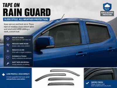 Black Horse Off Road - Black Horse Off Road [BHOR] |Tape On Rain Guard/Wind Deflectors|2015-2022 GMC Canyon Crew Cab/2015-2022 Chevrolet Colorado Crew Cab|Smoke,4Pcs|#14-CHCOCC - Image 4
