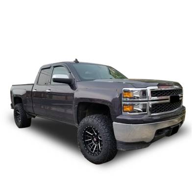 Black Horse Off Road - Black Horse Off Road [BHOR] |Tape On Rain Guard/Wind Deflectors|2014-2018 Silverado/Sierra 1500 Crew Cab/2015-2019 Chevrolet Silverado/Sierra 2500/3500 HD|3500 HD Crew Cab|Smoke,4Pcs|#14-CHSLCC-14 - Image 2